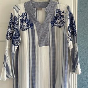 Beautiful blue snd white blouse